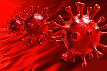 Vivid Red of Virus Particles Simulating Infection Spread