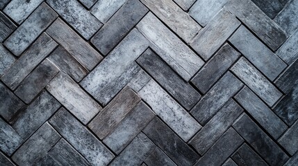 Textured herringbone pattern of aged wooden planks in varying shades of gray.