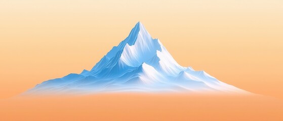 Wall Mural - Abstract Mountain Peak with Orange Gradient Background.