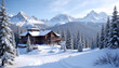 © Ajronujen - Mountain chalet in snowy landscape, creating a cozy atmosphere, surrounded by pine trees