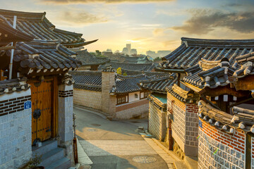 Traditional Korean style architecture at Bukchon Hanok Village in Seoul, South Korea, Bukchon Hanok Village in Seoul, South Korea, History culture of Seoul Bukchon Hanok, South Korea.