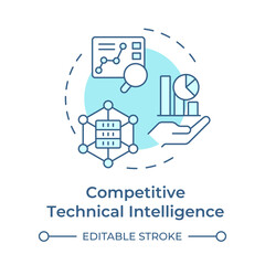 Poster - Competitive technical intelligence soft blue concept icon. Reverse engineering application. Market research. Round shape line illustration. Abstract idea. Graphic design. Easy to use in article