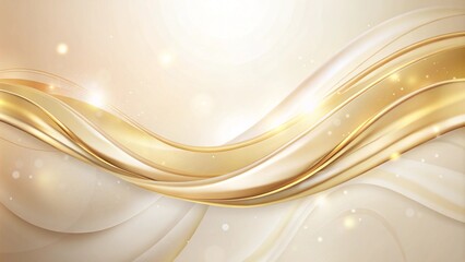 Leinwandbilder - Abstract gold banner poster with dynamic technology white wave shape with futuristic concept background. 3D modern luxury template design white wave stripes