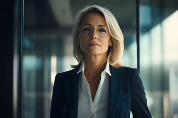 Business woman, portrait of a mature female CEO in a corporate office