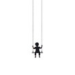 © JR-50 - Silhouette of a person swinging on a swing, white isolate background