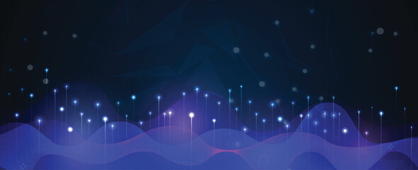 Aufkleber - Abstract digital light ray  technology vector background with glowing particles