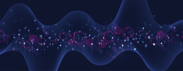 Aufkleber - Abstract digital light ray  technology vector background with glowing particles