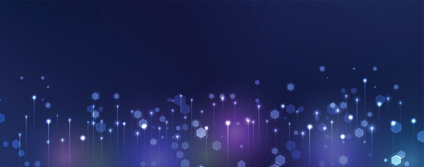 Aufkleber - Abstract digital light ray  technology vector background with glowing particles