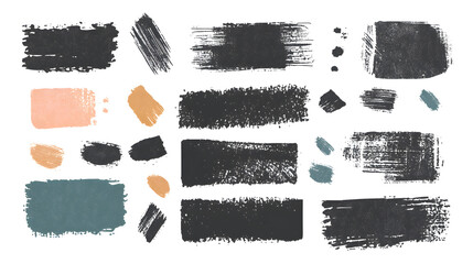 Sticker - Set of color Grunge elements for design. Paintbrush, brush strokes templates.	