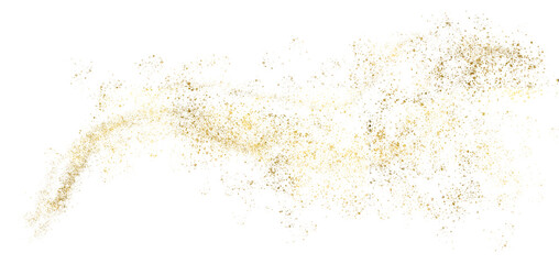 Abstract shiny gold glitter design. Gold glitter. Golden sparkle confetti. Shiny glittering dust element. Gold element on transparent background.