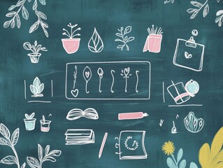 A digital detox retreat schedule written on a chalkboard, offering activities like yoga, meditation, nature walks, and journaling.