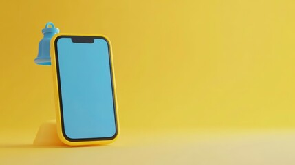 Aufkleber - A yellow smartphone with a blue notification bell icon on a yellow background.