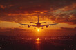 © Vovmar - The plane takes off against the background of the sunset. Generated by artificial intelligence