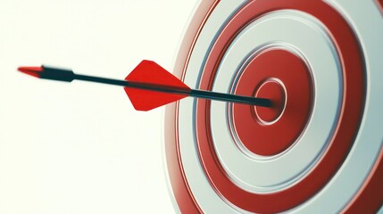 Poster - A red arrow is perfectly centered in the bullseye of a red and white target.