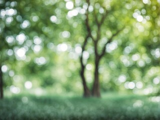 Blurred of green natural tree in park background