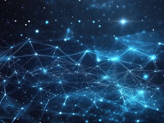 Wall Mural - Space-inspired tech pattern with starry skies and connected digital nodes