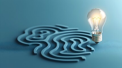 Fototapete - Illuminating Labyrinth A Blueprint for Creative Solutions on a Deep Blue Background Symbolizing Innovation and New Possibilities