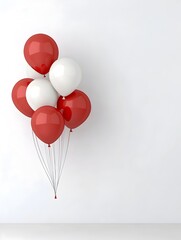 Aufkleber - Striking 3D red and white balloons elegantly hovering against a clean minimalist white background creating a festive and celebratory atmosphere perfect for holiday party or event designs