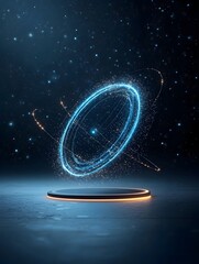 Fototapete - Mesmerizing cosmic sphere bursting with vibrant swirling energy intricate light trails creating dynamic motion and a sense of fluid ethereal movement against a distant starry backdrop