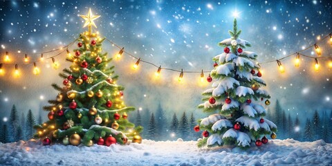 Sticker - christmas background with fir tree and lights