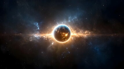 Leinwandbilder - Radiant cosmic orb pulsating with intense energy swirls and vibrant light patterns within a vast colorful nebula deep in the heart of the universe  Intricate celestial scene with glowing