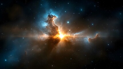 Leinwandbilder - Intense close up of a cosmic orb with bright swirling energy patterns enveloping it set against a vast and colorful nebula exuding vibrant cosmic energy and a sense of the sublime and transcendent