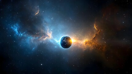 Aufkleber - Captivating cosmic orb swirling with vibrant energy patterns set against a vast and colorful nebula exuding a sense of primal otherworldly cosmic energy