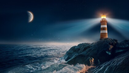 Faro marino, junto al abrazo de mar, y la luz de launa