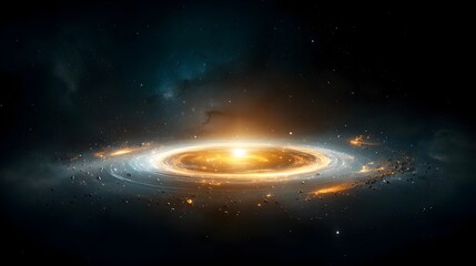 Leinwandbilder - Captivating cosmic orb glowing brightly surrounded by swirling energy and intricate patterns of light deep within a colorful and mesmerizing nebula expanse