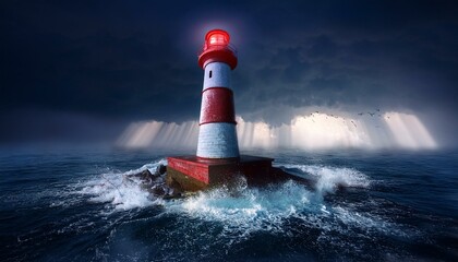 Faro marino, junto al abrazo de mar, y la luz de launa