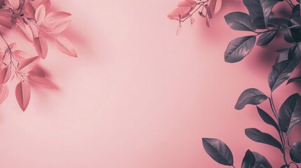 photo of, pink background with vintage floral frame for design, banner template