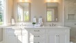 © Sanych - Elegant bathroom with a blank canvas above the sink