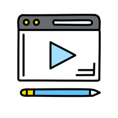 Video player vector illustration, filled design editable outline icon. Pixel perfect