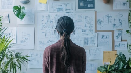 Wall Mural - a marketing strategist developing innovative branding ideas, sketching concepts on a whiteboard