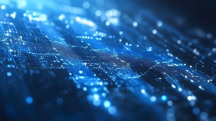 Abstract blue background data technology glowing lines