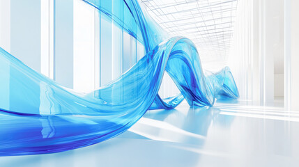 Wall Mural - abstract fantasy architecture with transparent glass and blue elements