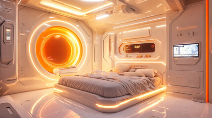 Wall Mural - high tech bedroom on a spaceship or in a laboratory