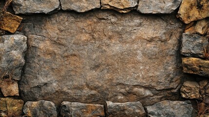 Wall Mural - A rugged stone photo border with earthy textures and natural finishes