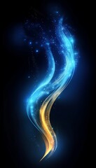 Wall Mural - Abstract Glowing Blue and Orange Light Trails on a Dark Background, Motion Blur, Energy Flow
