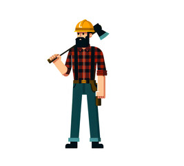 Isolated vector illustration of male carpenter on white background.