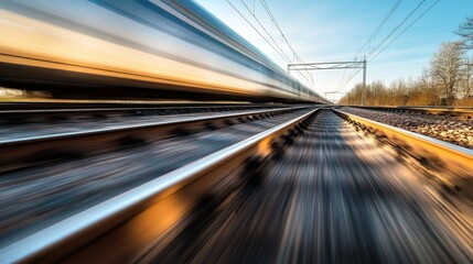 Aufkleber - High-Speed Train in Motion on Railway Tracks