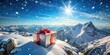 © DigitalArt Max - Wintertime Gift on Snowy Cliff - Serene Mountain Backdrop and Holiday Cheer in a Frosty Landscape