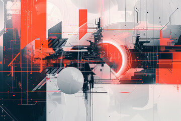 Wall Mural - horizontal abstract illustration of a shiny futuristic wallpaper background with random geometric sh