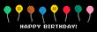 © Mariia - Happy Birthday horizontal background. Cute ballon pattern. Bright. Event decoration. Pixel art. Party, carnival celebration design. Vector illustration. Y2k vintage pixel icons. Game abstract element