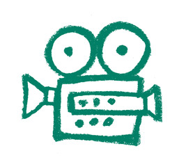 Wall Mural - old filming camera icon crayon chalk drawing vector