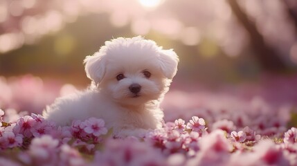 Sticker - Puppy in Flowers.