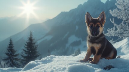 Canvas Print - Puppy in the Snow.