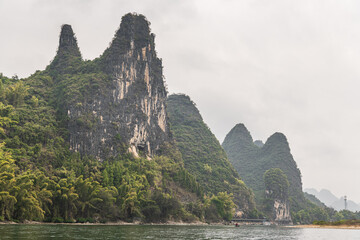 Landscape of Guilin. Li River and Karst mountains at sunset in Guilin, Guangxi, China.