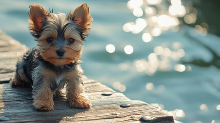 Wall Mural - Puppy on Dock.