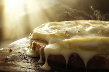 Canvas Print - Melted Cheese on Toasted Bread with Steam Rising